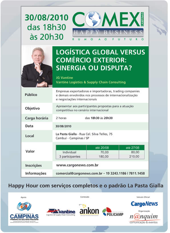 COMEX – Logística Global Versus Comércio Exterior: Sinergia ou Disputa? com J.G. Vantine