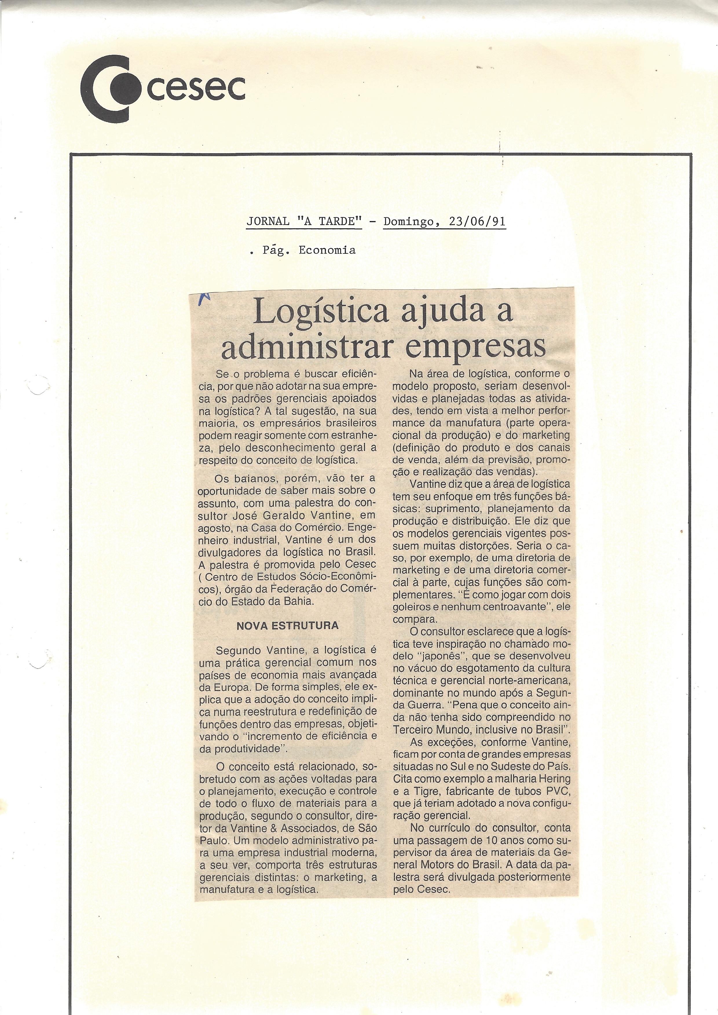 LOGÍSTICA AJUDA A ADMINISTRAR EMPRESAS