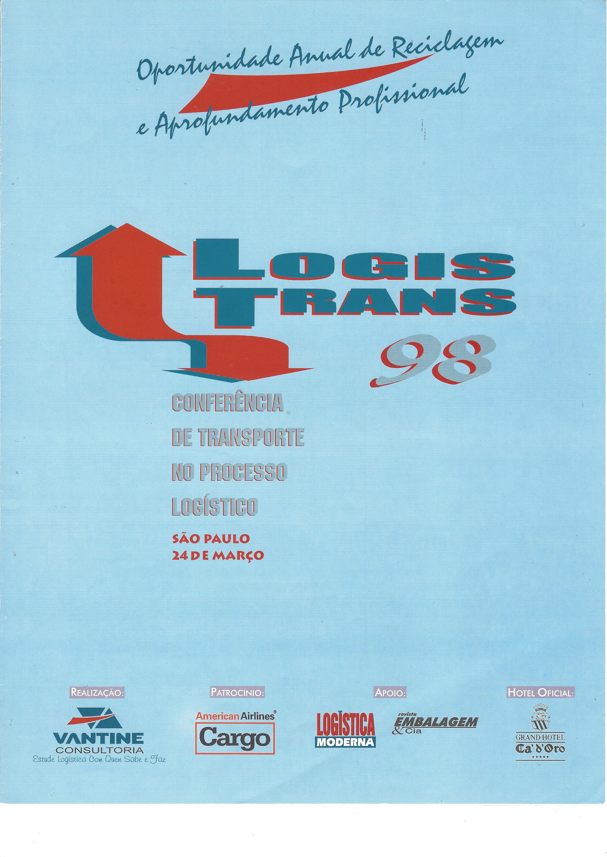 LOGISTRANS´98 – CONFERÊNCIA DE TRANSPORTE NO PROCESSO LOGÍSTICO