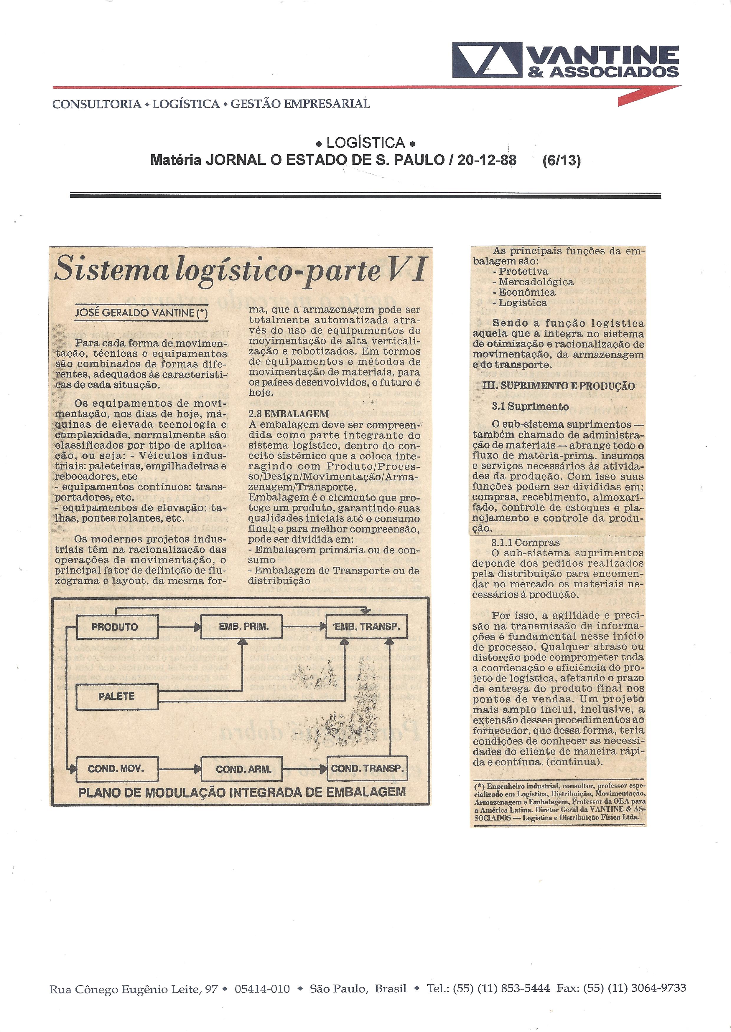 sistema logístico – parte VI – o estado de são paulo